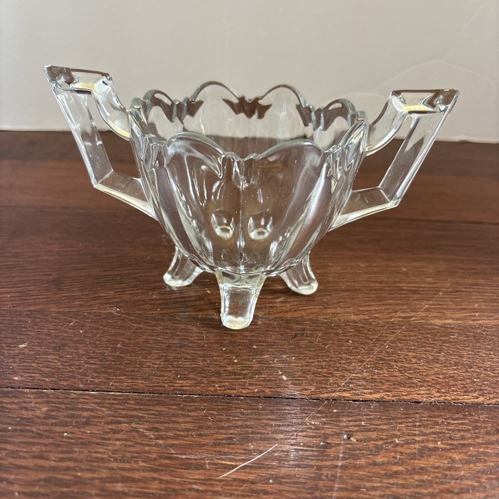 Vintage Indiana Glass  Art Deco Double Handled Sugar‎ Bowl